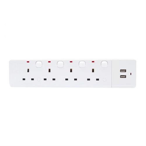 Kevilton 13A 4 Way Trailing Socket With USB 7M