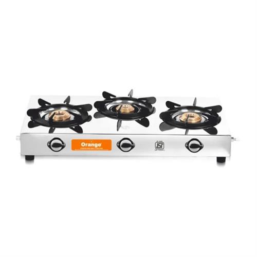 Orange Spectra Stainless Steel 3 Burner Gas Cooker