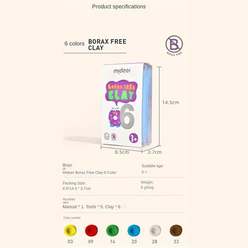 Mideer Borax Free Clay 6 Colors 2128