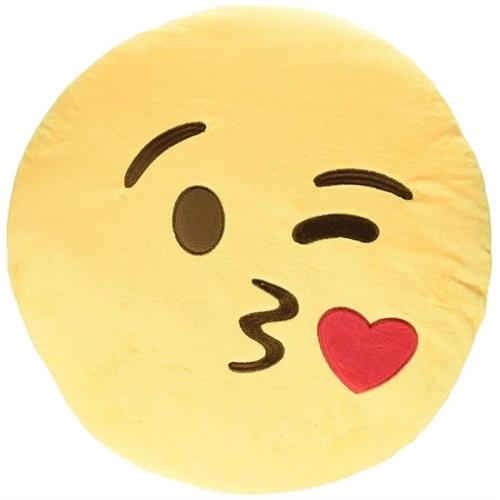 Soft Emoji Smiley Emoticon Round Cushion Pillow-blowing kisses