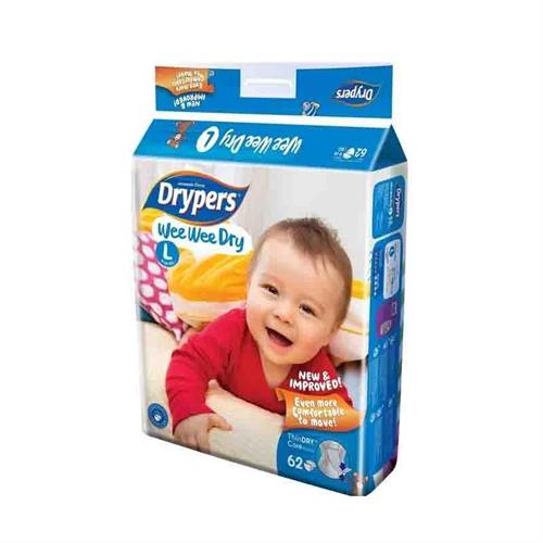 Drypers Wee Wee Dry Mega (L) 62 PCS