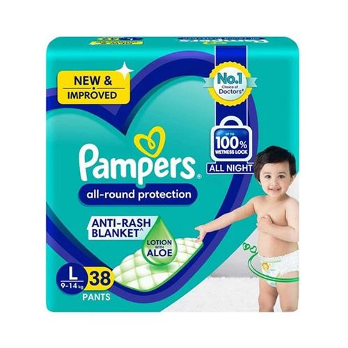 Pampers Pants with Aloe Vera Lotion Large Pack 9-14kg of 38Pcs