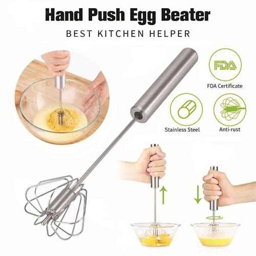 Semi-Automatic Whisk Hand Pressure Rotation Mixer Egg Beater