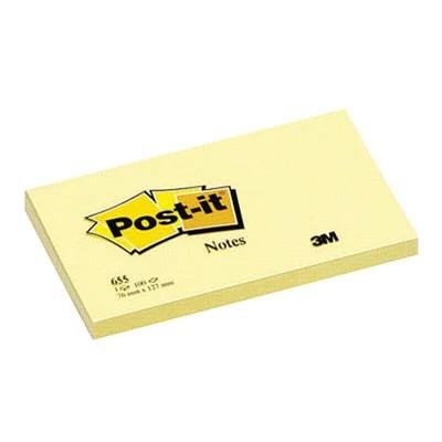 3M Post-It Notes 655, 3 x 5 , Yellow, 100 Sheets/Pad