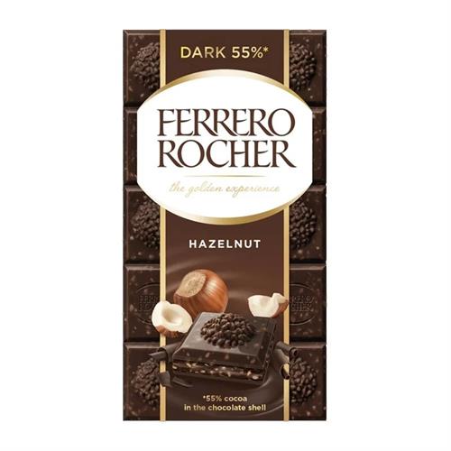 Ferrero Rocher Dark 55% Chocolate Bar With Hazelnut 90g