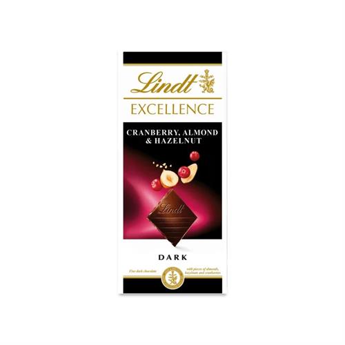 Lindt Excellence Cranberry Almond Hazelnut Dark Chocolate 100g