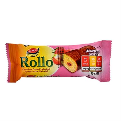 Tiara Rollo Chocolate Coated Strawberry Swiss Roll 30g