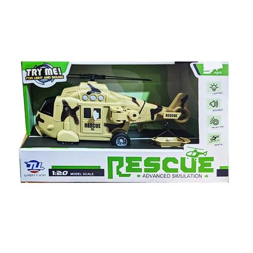 Army Friction Powered Rescue Helicopter Toy with Lights & Sounds AG613679