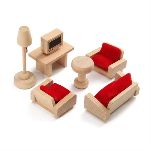 Wooden Doll House Living Room Furniture Set Lounge/Kitchen/Bathroom/Bedroom