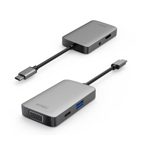 WiWU A513HVP Alpha 5 in 1 Type- C USB Hub Adapter