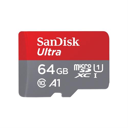 SanDisk 64GB Ultra microSDHC UHS-I Memory Card with Adapter 120MB/s, C10, U1, Full HD, A1, Micro SD Card