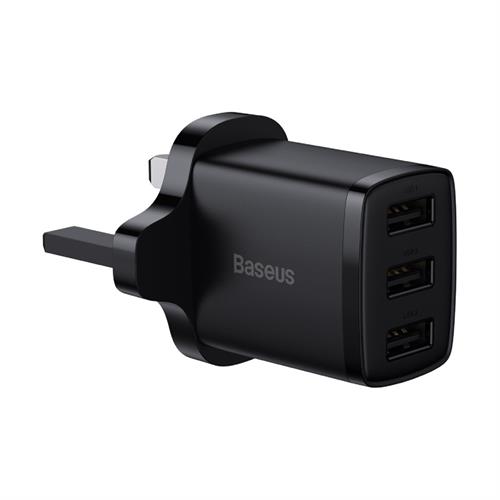 Baseus Compact charger 3x USB 17W UK plug black