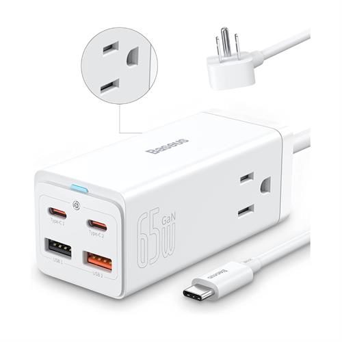 Baseus GaN3 Pro Desktop Powerstrip 2AC+2U+2C 65W White