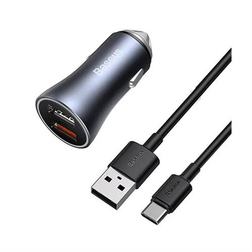 Baseus Golden Contactor Pro 40W Dual Port USB + Type-C Quick Car Charger Set