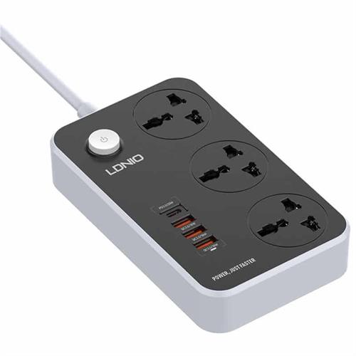 LDNIO SC3412 38W PD20W Power Strip 3 Socket Outlets and 3 QC 3.0 USB