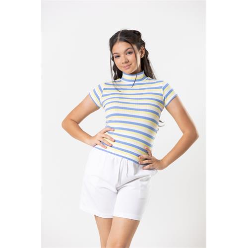 Miss Modano Kids Girls Short Sleeve Stripe Casual Top