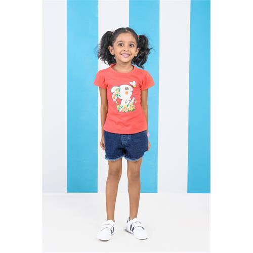 Ozone Kids Girls Without Collar Casual T-Shirt