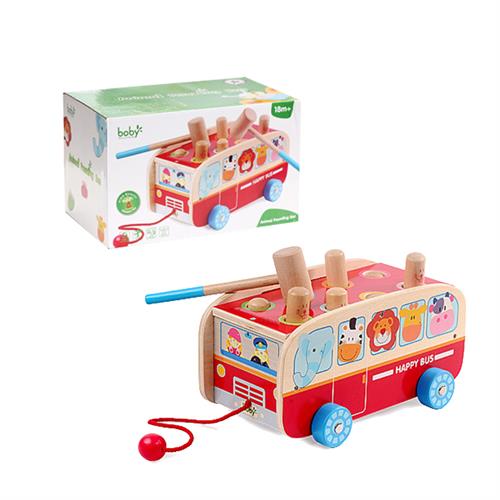 Wooden Animal Pounding Bus