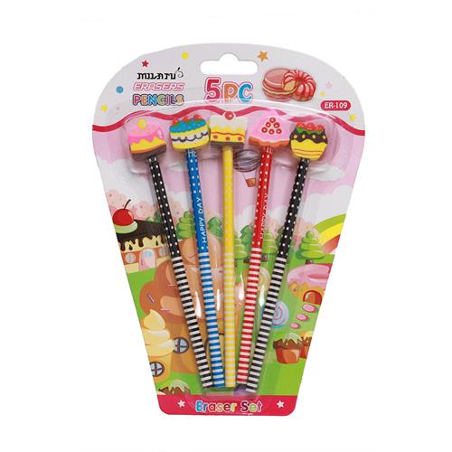 Erasers 5Pc Pencil Set