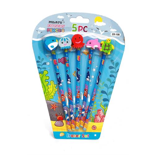 Erasers 5Pc Pencil Set