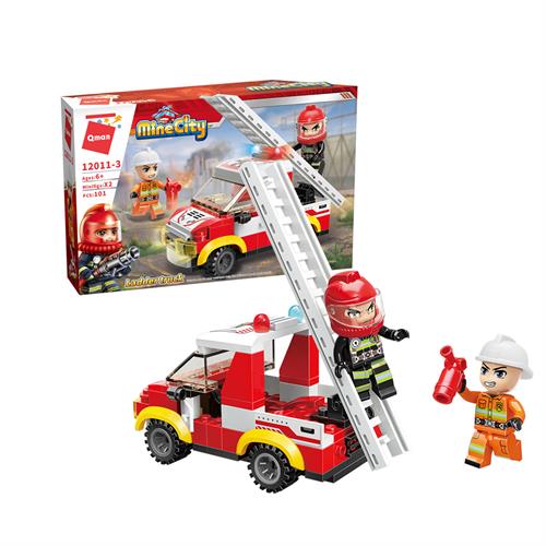 Qman MineCity: Fire Rescue Mini Set 4 in 1 - Ladder Truck