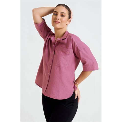 Andriana Women's Essential Boxy Plain Chic Office Shirt