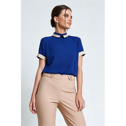 Andriana Women's Short Sleeve Plain Office Top