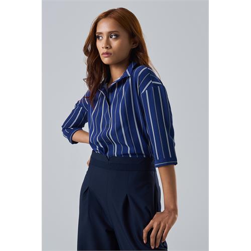 Andriana Women's Stripe Drop Chic Office Blouse