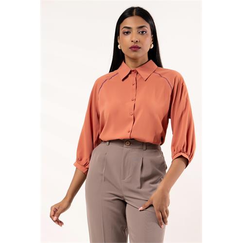 Envogue Women's 3\/4 Sleeve Plain Office Blouse