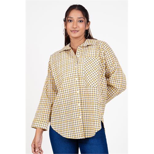 Envogue Women's Chic Long Sleeve Check Casual Shirt