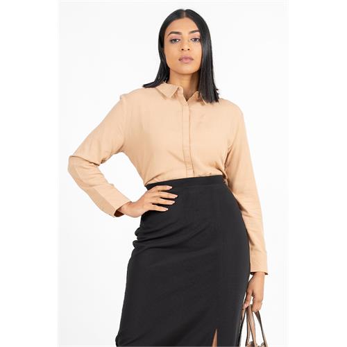 Envogue Women's Long Sleeve Plain Chic Office Shirt