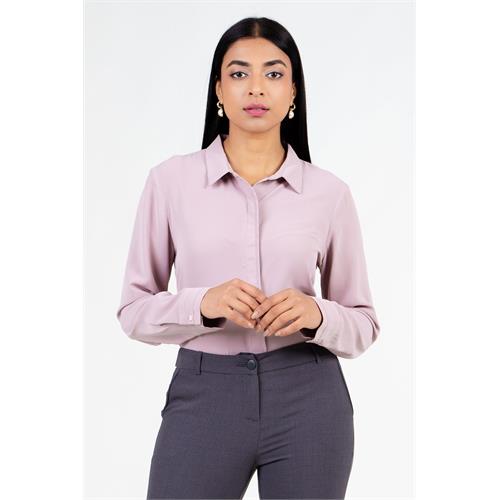 Envogue Women's Long Sleeve Plain Chic Office Shirt