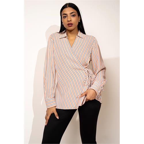 Envogue Women's Long Sleeve Stripe Office Blouse