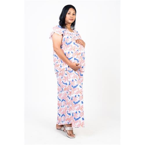 Envogue Women's Short Sleeve Printed Maternity Bed Jacket