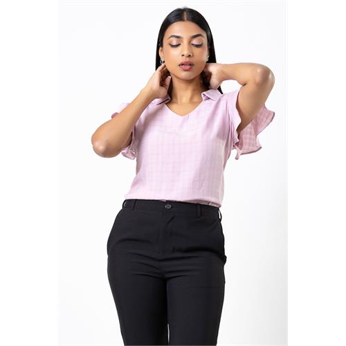 Envogue Women's Short Sleeve With Collar Office Top