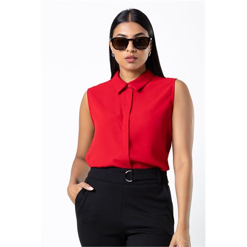 Envogue Women's Sleeve Less Plain Chic Office Top