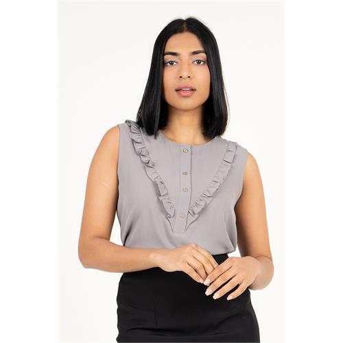 Envogue Women's Sleeve Less Plain Chic Office Top