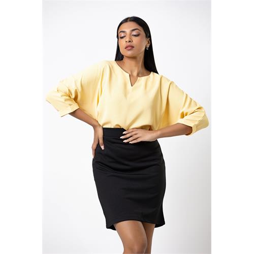 Envogue Women's V Neck Elbow Sleeve Plain Office Blouse