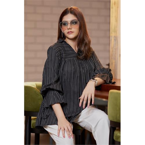 Hada Leisurewear Women's Long Sleeve Stripe Casual Top