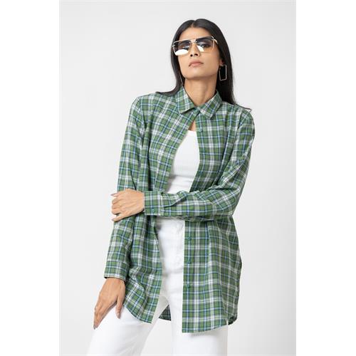 Hada Women's Long Sleeve Casual Check Top