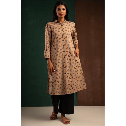 Hada Women's Long Sleeve Casual Printed Kurta