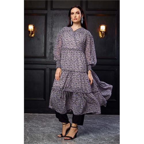 Hada Women's Long Sleeve Printed Casual Dress