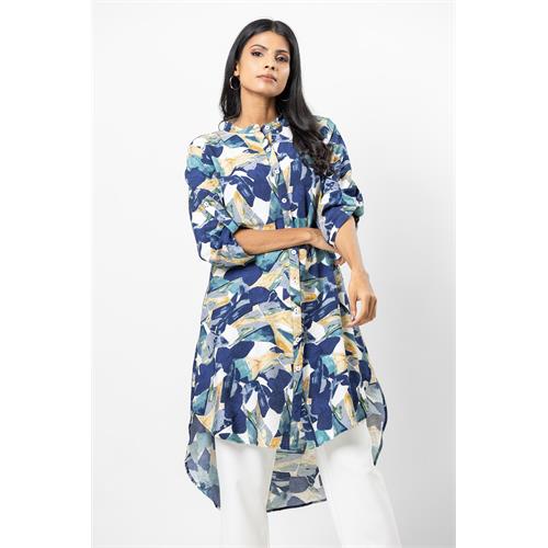 Hada Women's Long Sleeve Printed Casual Kurta