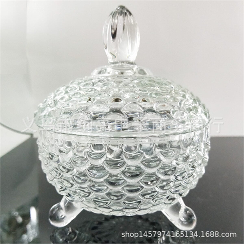 Designer Cut Footed Sugar Bowl Sweet Candy Bowl Jar with Lid Fish Scales Series