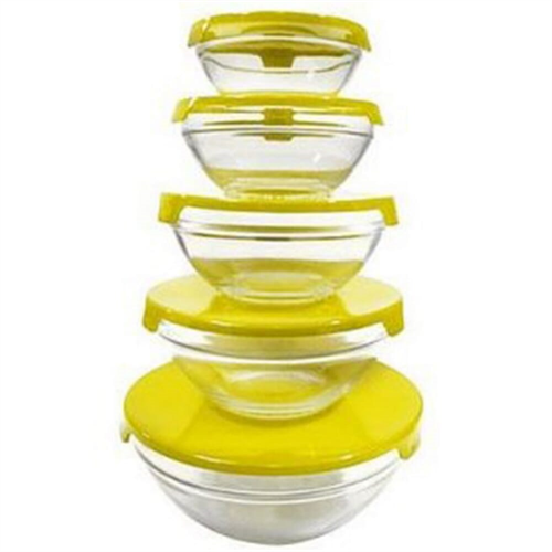 Glass Bowls Set With Lids MIcrowavable Glass set- 5pcs