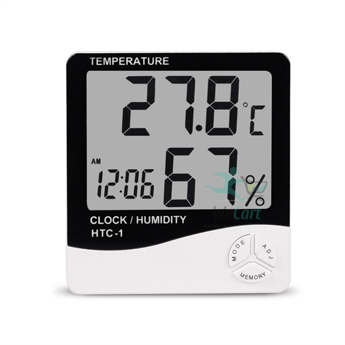 Digital LCD Thermometer Hygrometer Clock HTC-1 Indoor Room Temperature Humidity Meter Weather Station