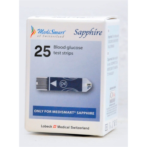 Medismart Sapphire Blood Glucose Test Strips - 25 Strips Pack