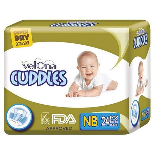 Velona Cuddles Disposable Baby Diapers New Born (Below 5kg) 24 Pcs