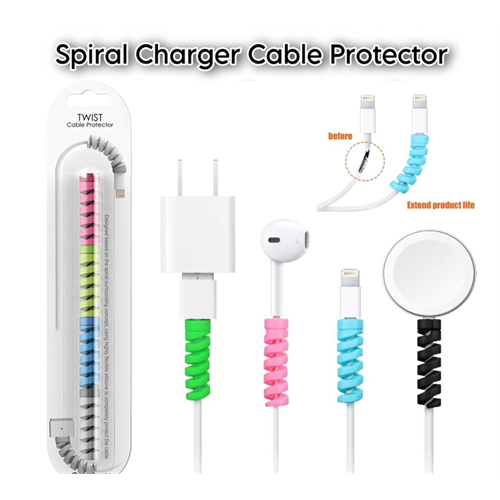 4 pc Spiral Charger Cable Protector Data Cable Saver Charging Cord Protective Cable Cover