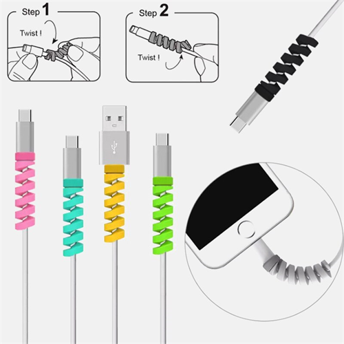 Phone Bite Winder Organizer USB Charger Cable Cord Protector 4 pcs pack Charging cable protector for any type of USB cable Gizga Essentials Spiral Cable Protector Cord Saver for Mac Charger, iPhone Ch